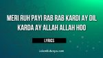 Meri Ruh Payi Rab Rab Kardi Ay Dil Karda Ay Allah Allah Hoo - Lyrics